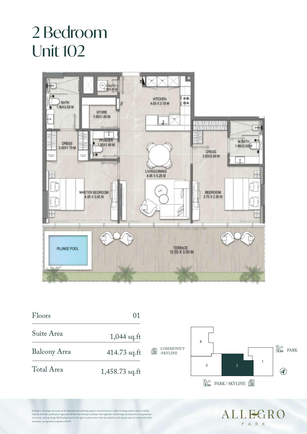 Allegro Park 2 Bedroom floor plan