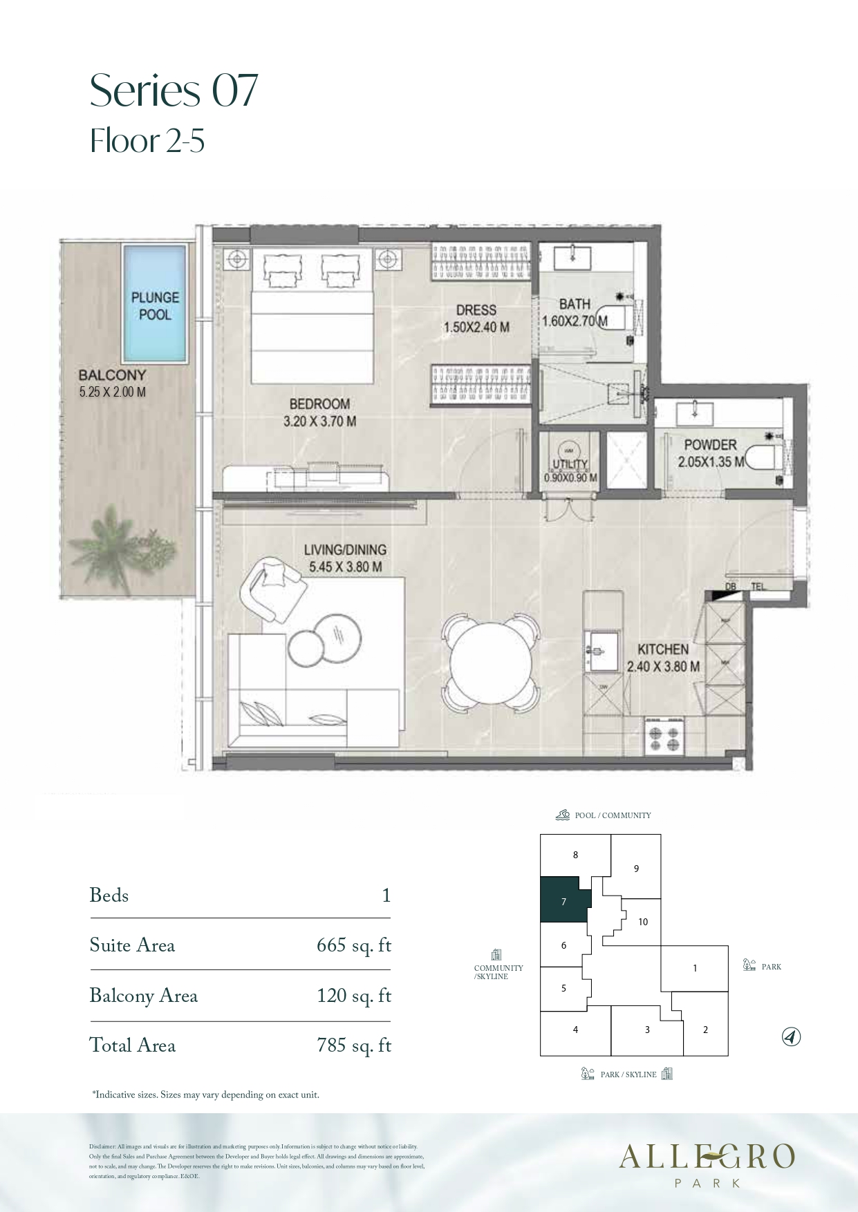 Allegro Park 1 Bedroom floor plan